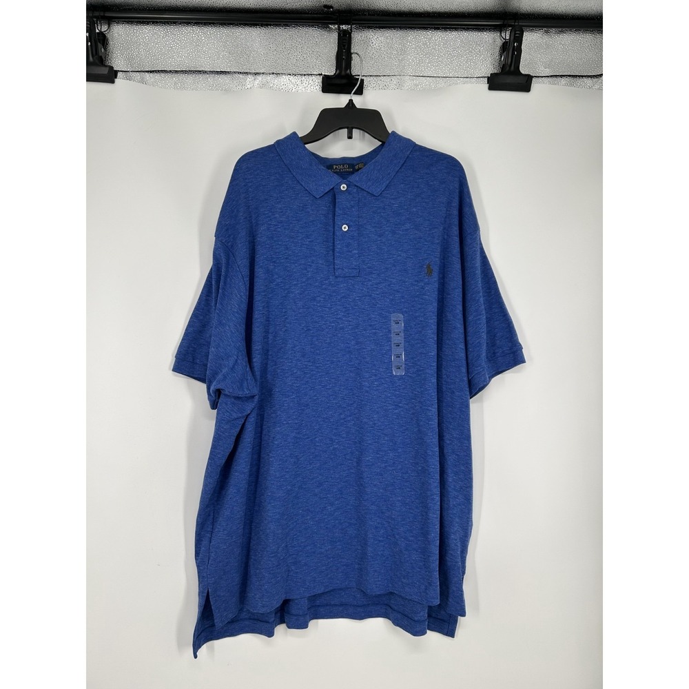 Polo Ralph Lauren Polo Shirt Mens 4XB 4XL‎ Big Solid Blue Pony Logo Short Sleeve